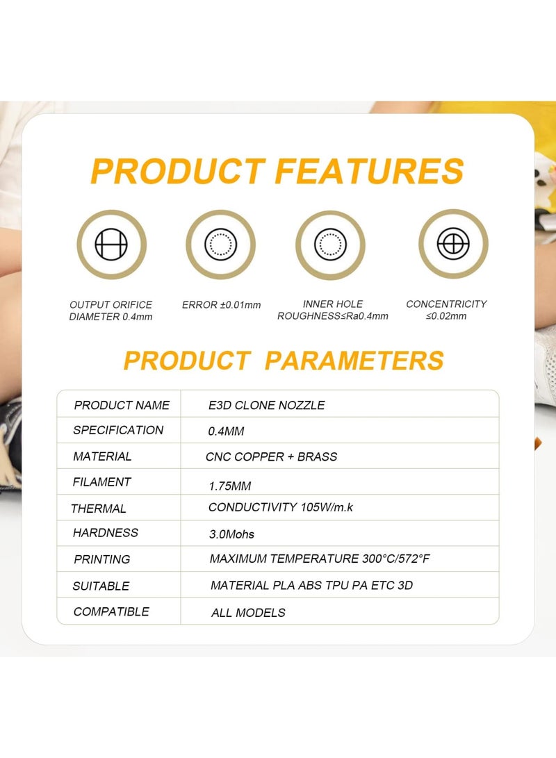 SOLARAE 3D Printer Nozzles Extruder Nozzles for V5 V6 0.4mm for 1.75mm Filament Printer High FlowContains 5pcs Copper Nozzle with 2pcs Steel Needle Packed Storage Box 3D Printer Parts - Image 5