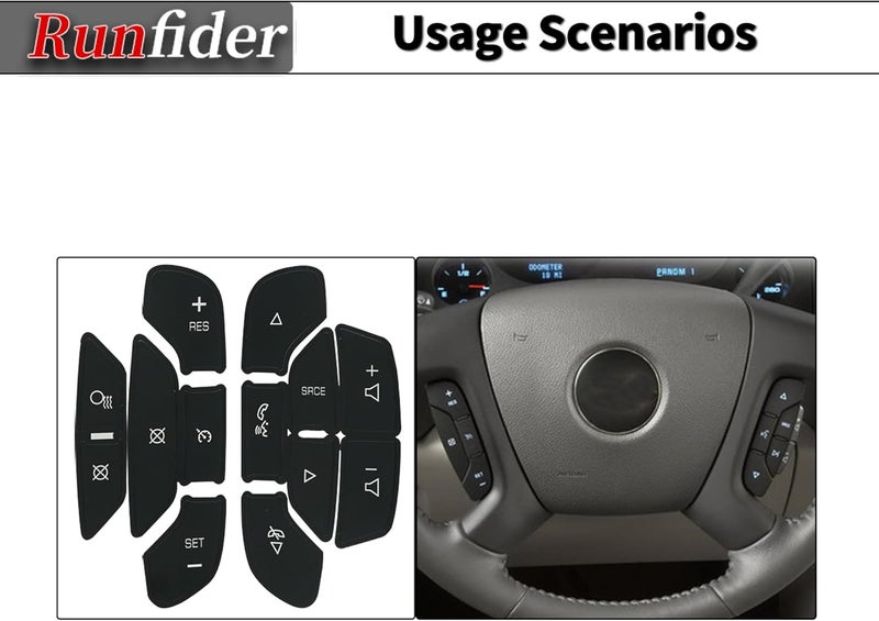 Steering Wheel Button Stickers Decals for 2007-2014 Chevrolet Silverado Tahoe Suburban GMC Yukon XL Sierra 1500 2500 3500 Z71 Cadillac Escalade Duramax Vortec Pickup Truck - Image 3