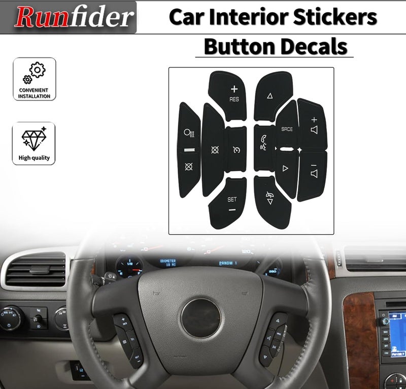 Steering Wheel Button Stickers Decals for 2007-2014 Chevrolet Silverado Tahoe Suburban GMC Yukon XL Sierra 1500 2500 3500 Z71 Cadillac Escalade Duramax Vortec Pickup Truck - Image 2