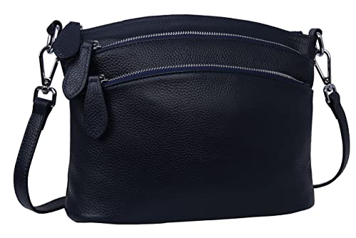 HESHE Leather Purses and Handbags for Women Hobo Satchel Bags Sling Shoulder Crossbody Bag Trendy Small Zippered Pockets Purse Tote Bag (Navy Blue) - Image 4