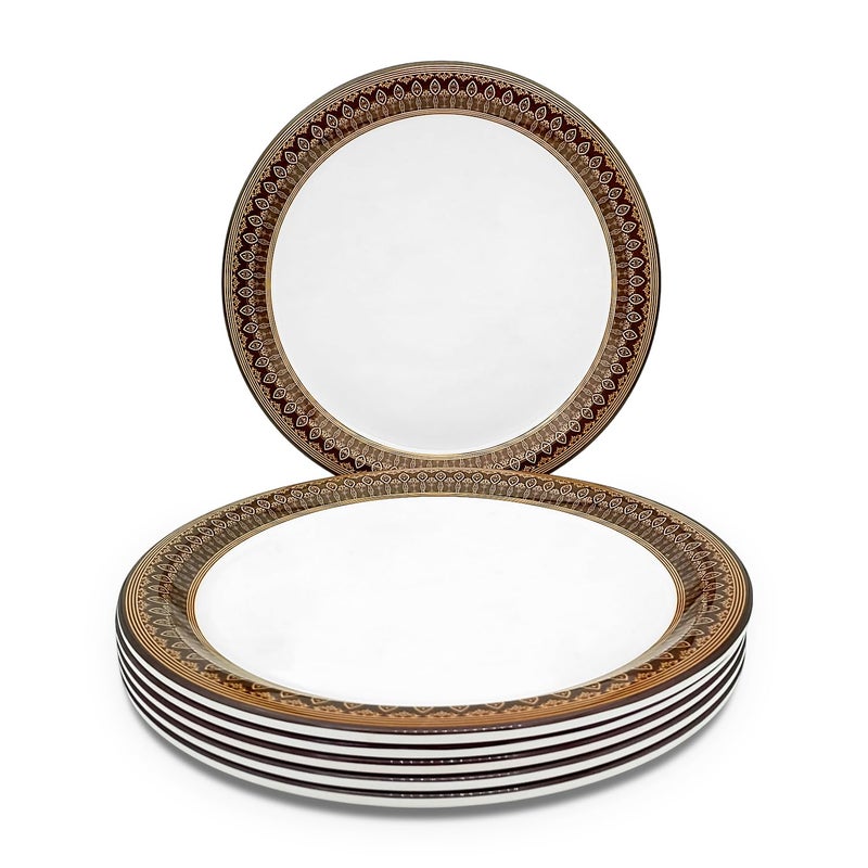 Superware سوبر وير | ميلامين نقي | مجموعة أطباق العشاء - بني ذهبي ملكي 11 بوصة (6 قطع) | مقاومة للبقع، تشطيب لامع - Image 1