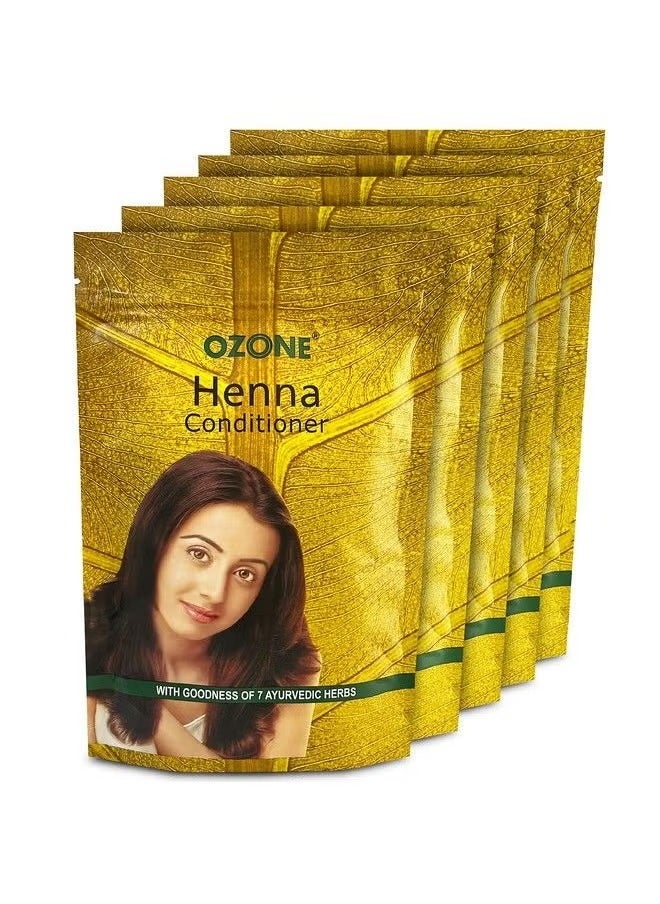 Ozone - Henna (Mehndi) Powder ; Enriched With Bhringraj Amla Reetha Methi & Shankapushpi ; For Naturally Colored Hair Hair Growth Clean Healthy & Bouncy Hair ; 100Gm (Pack Of 5) - Image 1