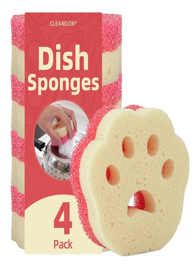 Cleangor 4pcs Scrub Sponges, Dual-Sided Temperature-Controlled Dish Sponges, Scratch-Free, Easy to Clean, Kitchen Cleaning Sponges for Tough Stains, Delicate Surfaces, Glassware, Cookware, Appliances - Image 1