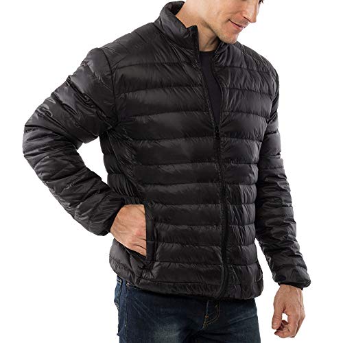Alpine Swiss Niko Men’s Puffer Jacket | Warm Down Alternative Insulated Coat | Packable, Water-Resistant & Windproof Winter Outerwear with Zipper Pockets BLK 2XL - Image 5