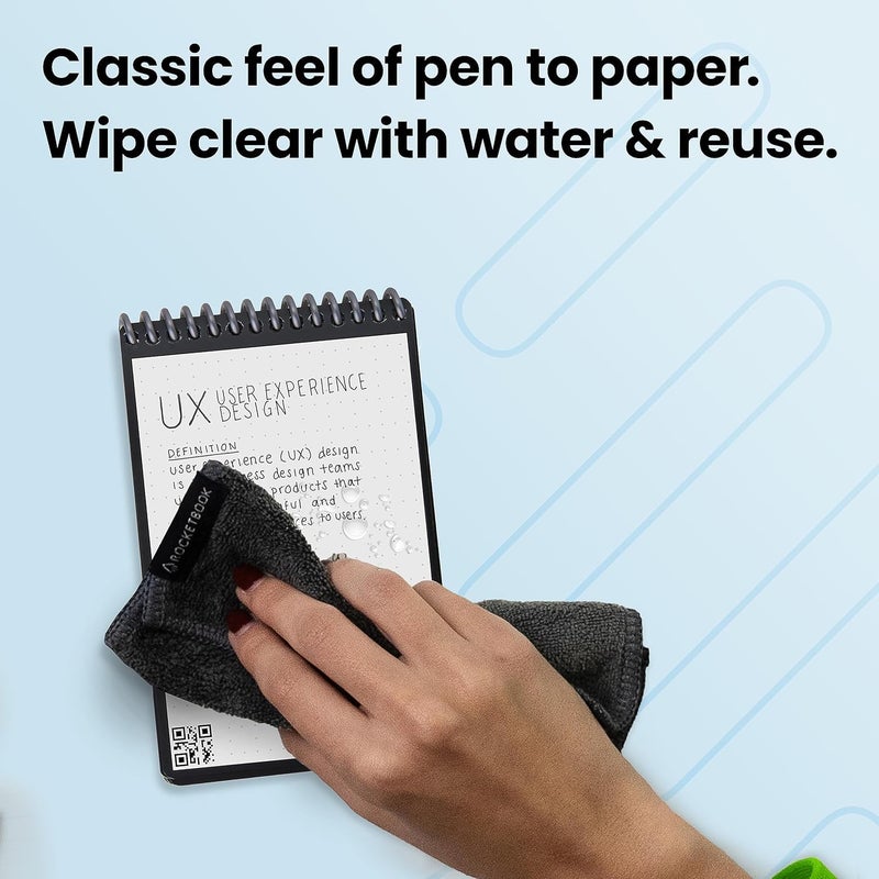 Rocketbook Smart Reusable Notebook, Mini Spiral Notebook, Neptune Teal, (3.5" x 5.5")