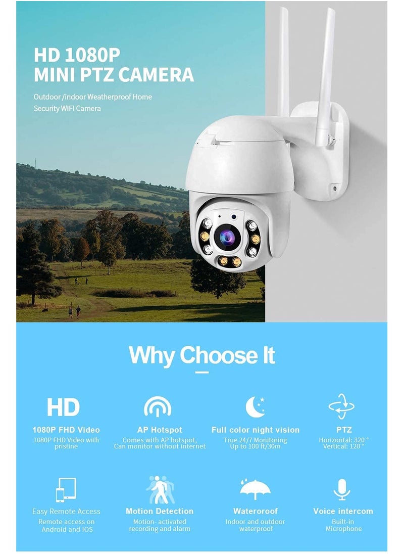 Generic - PTZ IP Camera HD Night Vision IP66, 8MP 360 Degree Smart Wifi Camera Outdoor, Waterproof Automatic Tracking IP Wifi Camera (ICsee APP) - Image 1