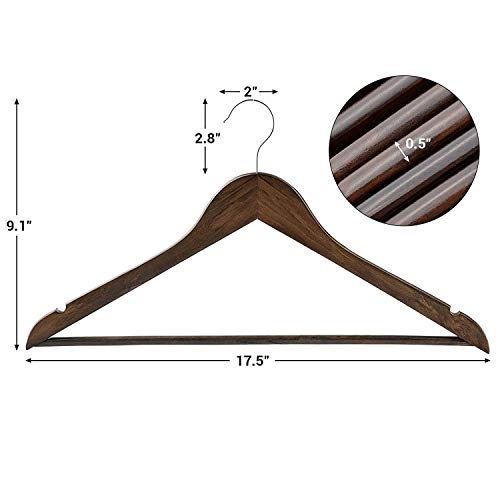 Evolluxi Lotus Wooden Hangers,Diwali Gift Hampers Solid Wood Shirt Hangers,Dress Coat Jacket Clothes Hangers,with Extra Smooth Finish, 360 Degree Swivel Hook(Retro) (Walnut, 20) - Image 2