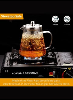 Biki Tea Kettle Stovetop & Microwave Safe Borosilicate Clear Large Glass Kettle |Blooming and Loose Leaf Tea Maker Set Glass Teapot with Stainless Steel Infuser  - Image 4