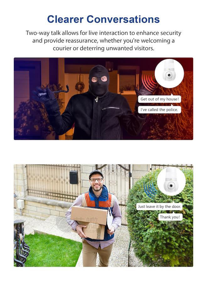 Phone Planet Bulb Home Security Camera 2K Privacy Protected 3MP Full Color Night Vision Two-Way Audio Intelligent Tracking Active Detection and Deterrence - Image 5