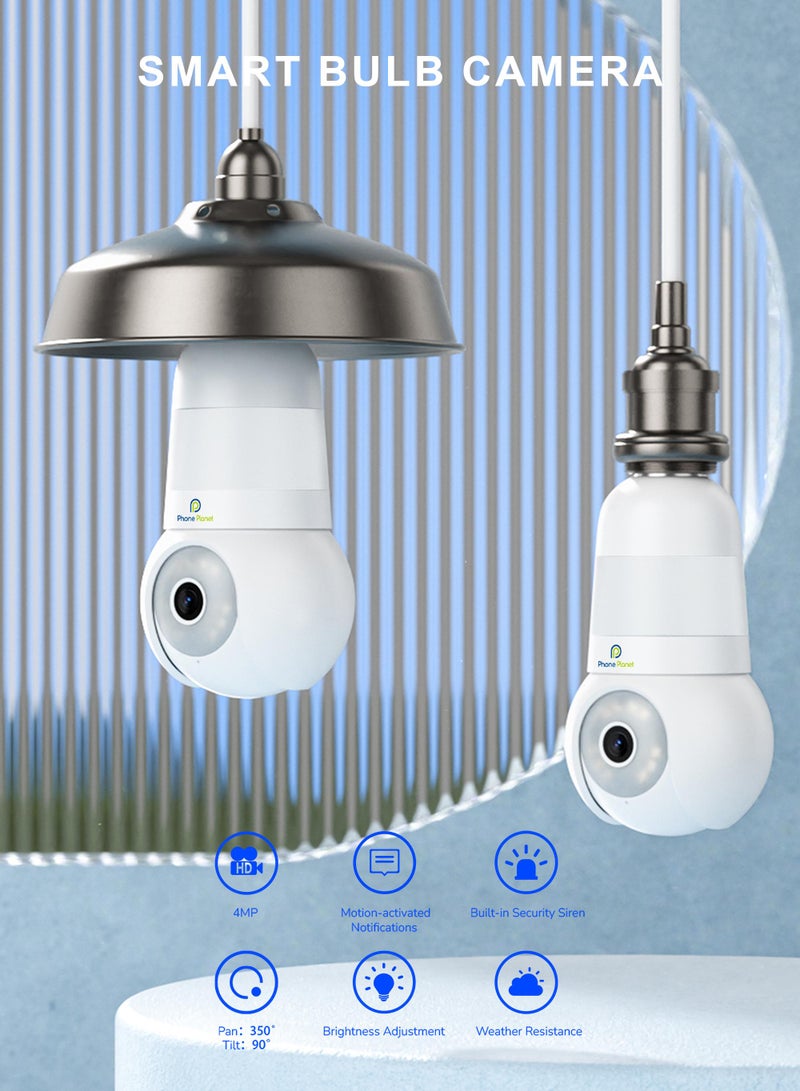 Phone Planet Bulb Home Security Camera 2K Privacy Protected 3MP Full Color Night Vision Two-Way Audio Intelligent Tracking Active Detection and Deterrence - Image 2