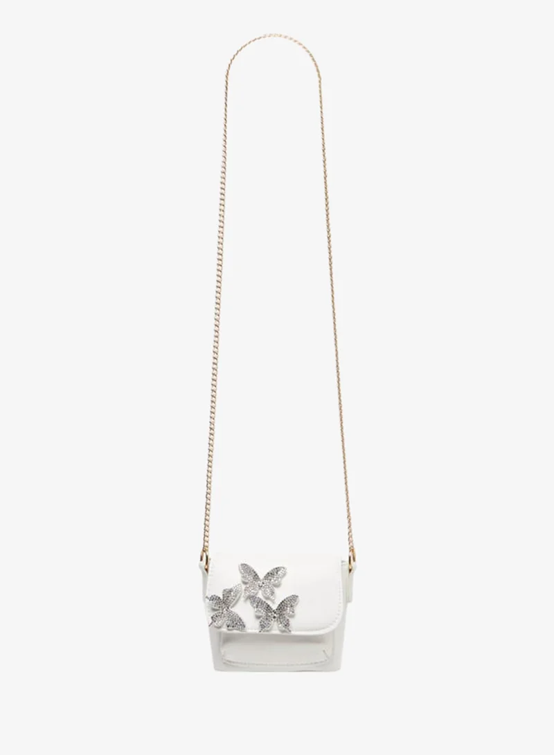 Flora Bella By Shoexpress Girls Butterfly Embellished Crossbody Bag With Chain Strap And Button Closure Ramadan Collection