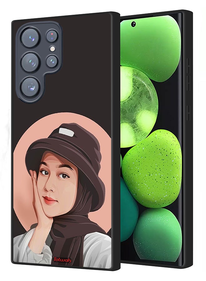 Tolwak Samsung Galaxy S23 Ultra 5G Protective Case Cover Cute Hat Girl Paint Art - Image 1