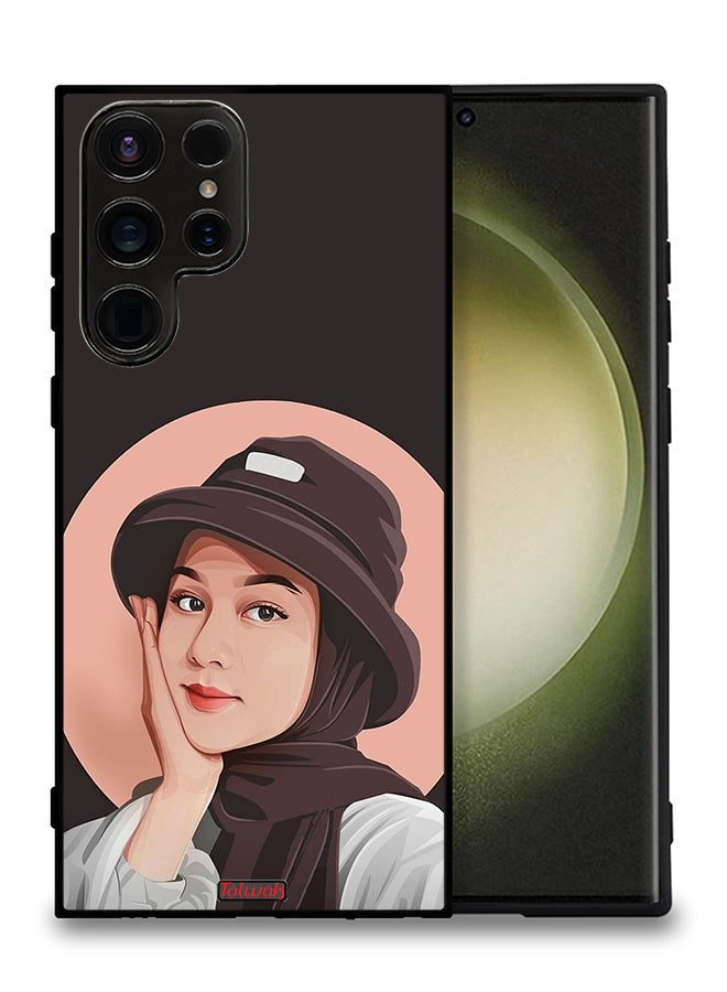 Tolwak Samsung Galaxy S23 Ultra 5G Protective Case Cover Cute Hat Girl Paint Art - Image 2