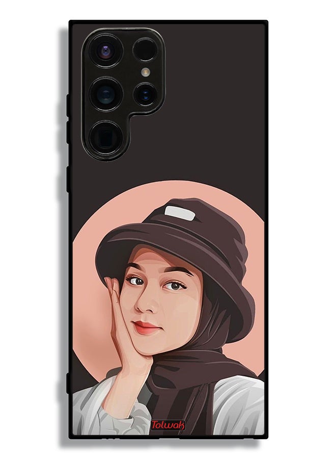 Tolwak Samsung Galaxy S23 Ultra 5G Protective Case Cover Cute Hat Girl Paint Art - Image 3