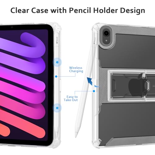 Dteck for iPad Mini (A17 Pro) Case 2024, for iPad Mini (6th Generation) A15 Case 2021 (8.3-Inch), Soft TPU Clear Back Cover Case with Kickstand & Pencil Holder, Lightweight Slim Thin Case, Transparent - Image 4