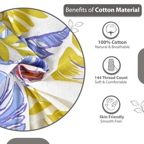 Divine Casa 144 TC Cotton Double Bedsheet with 2 Pillow Covers | Soft, Durable & Skin-Friendly Fabric for All-Season Use | 254 x 222 CM | Tropical Breeze | Lavender Gold | Bedroom Decor Upgrade - Image 5