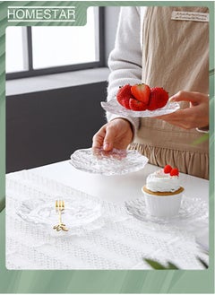 HOMESTAR 4 Pieces Glass Dinner Plates Set Clear Glass Plate Salad Bowl Marine Dish Dessert Dish Cutlery Set  - Image 1