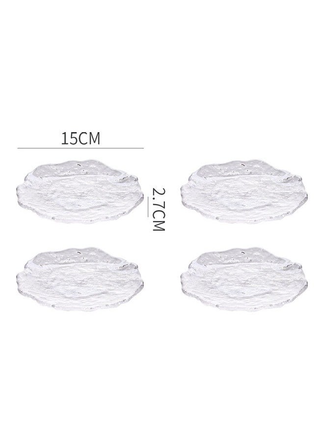 HOMESTAR 4 Pieces Glass Dinner Plates Set Clear Glass Plate Salad Bowl Marine Dish Dessert Dish Cutlery Set  - Image 4