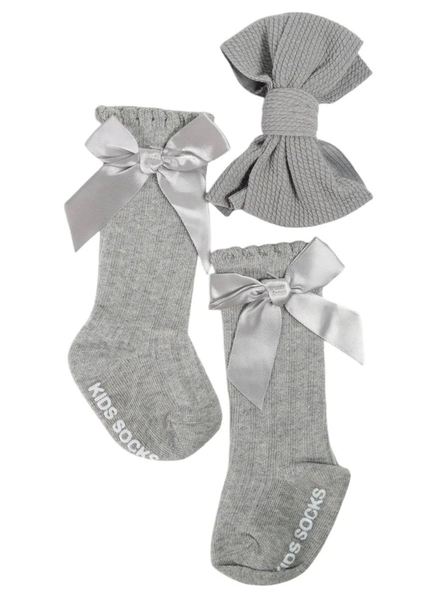 D'Daniela D' Daniela - Socks & Ribbon Headband Set - White