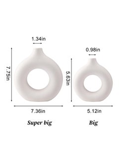 Eworld Modern Ceramic Vases in White, Minimalist Nordic Boho Home Decor, Hollow Round Pampas Grass Vases Ideal for Wedding Centerpieces, Coffee Table Decor, and Living Room Styling in pack of 2&4  - Image 2