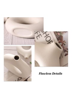 Eworld Modern Ceramic Vases in White, Minimalist Nordic Boho Home Decor, Hollow Round Pampas Grass Vases Ideal for Wedding Centerpieces, Coffee Table Decor, and Living Room Styling in pack of 2&4  - Image 5