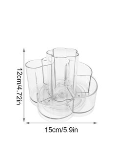 Excefore Rotating Makeup Organizer, 360 Clear Cosmetic Storage Holder Tray with 6 Compartment Makeup Brush Lip Gloss Organizer Case Bathroom Cabinet Vanity Desktop Organizer Clear  - Image 5