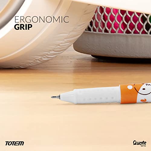 TOTEM Quote Ball | 60 Pens (50 Blue Ink & 10 Black Ink) | Pens for Writing | Emoji Pastel Body | 0.7 mm Tip | Multicolour Body | Stick Pens Set | Fragrance Ink Pens | Stationery Set | Premium - Image 5