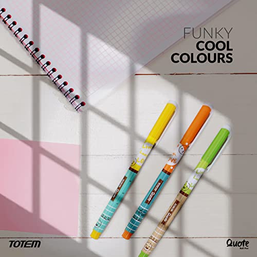 TOTEM Quote Ball | 60 Pens (50 Blue Ink & 10 Black Ink) | Pens for Writing | Emoji Pastel Body | 0.7 mm Tip | Multicolour Body | Stick Pens Set | Fragrance Ink Pens | Stationery Set | Premium - Image 3