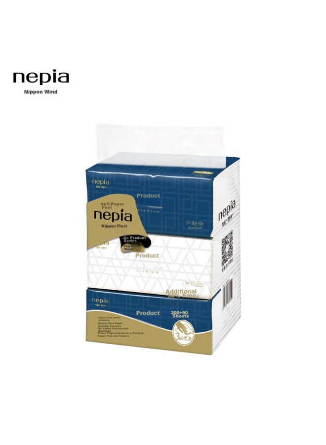 Nepia Premium Series Facial Tissues, 3-ply, 130 Sheets*3 Packs, Cashmere-like Texture, High-quality Soft Tissues, Napkins - Image 3