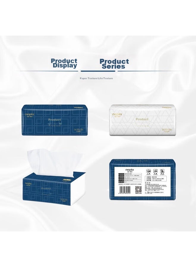 Nepia Premium Series Facial Tissues, 3-ply, 130 Sheets*3 Packs, Cashmere-like Texture, High-quality Soft Tissues, Napkins - Image 4