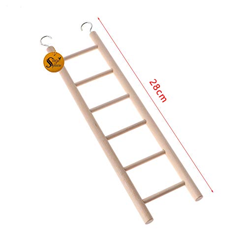 Sage Square Playful Natural Wooden Climbing Ladder Toy for Exercise & Fun, with Hooks, for Birds, Parrot, Budgies and Other Small, Medium Large Bird (Design 4) - Image 2