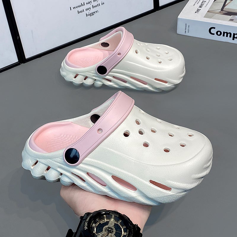 Girls' Cave Shoes Style Baotou Slippers Small And Medium-Sized Children'S 6-15 Years Old Children'S Sandals Outer Wear Children'S Feeling Of Stepping On Shoes - Image 4