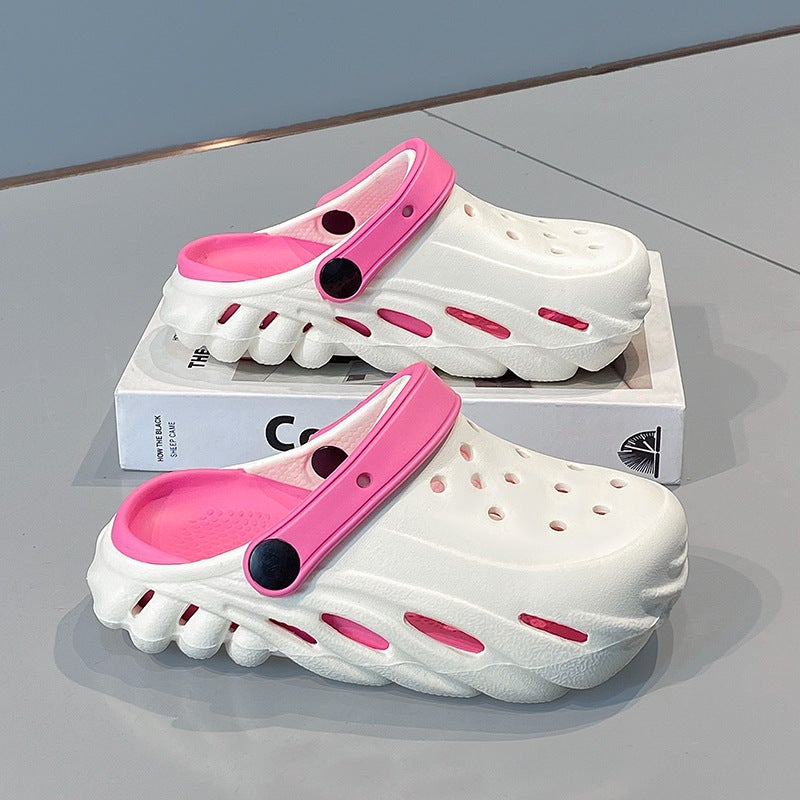 Girls' Cave Shoes Style Baotou Slippers Small And Medium-Sized Children'S 6-15 Years Old Children'S Sandals Outer Wear Children'S Feeling Of Stepping On Shoes - Image 2