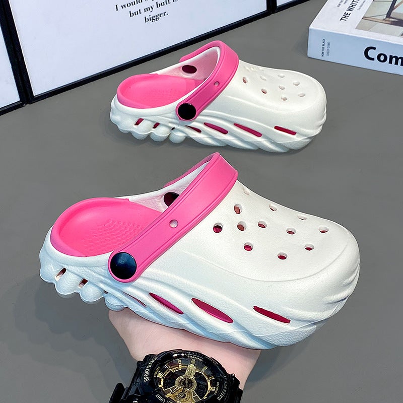 Girls' Cave Shoes Style Baotou Slippers Small And Medium-Sized Children'S 6-15 Years Old Children'S Sandals Outer Wear Children'S Feeling Of Stepping On Shoes - Image 5