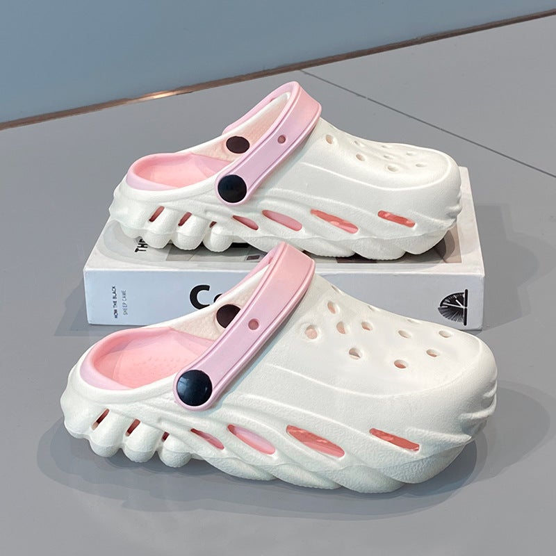 Girls' Cave Shoes Style Baotou Slippers Small And Medium-Sized Children'S 6-15 Years Old Children'S Sandals Outer Wear Children'S Feeling Of Stepping On Shoes - Image 1