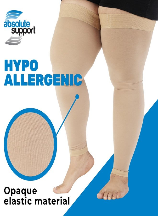 جوارب ضغط ABSOLUTE SUPPORT مقاس 5XL للنساء والرجال، ضغط 20-30 ملم زئبق - مقاس كبير جدًا، جوارب ضغط بدون قدم تصل إلى أعلى الفخذ، مناسبة للتعافي بعد العمليات الجراحية، والانسداد الرئوي، والوذمة اللمفاوية - بيج، مقاس 5XL - Image 5