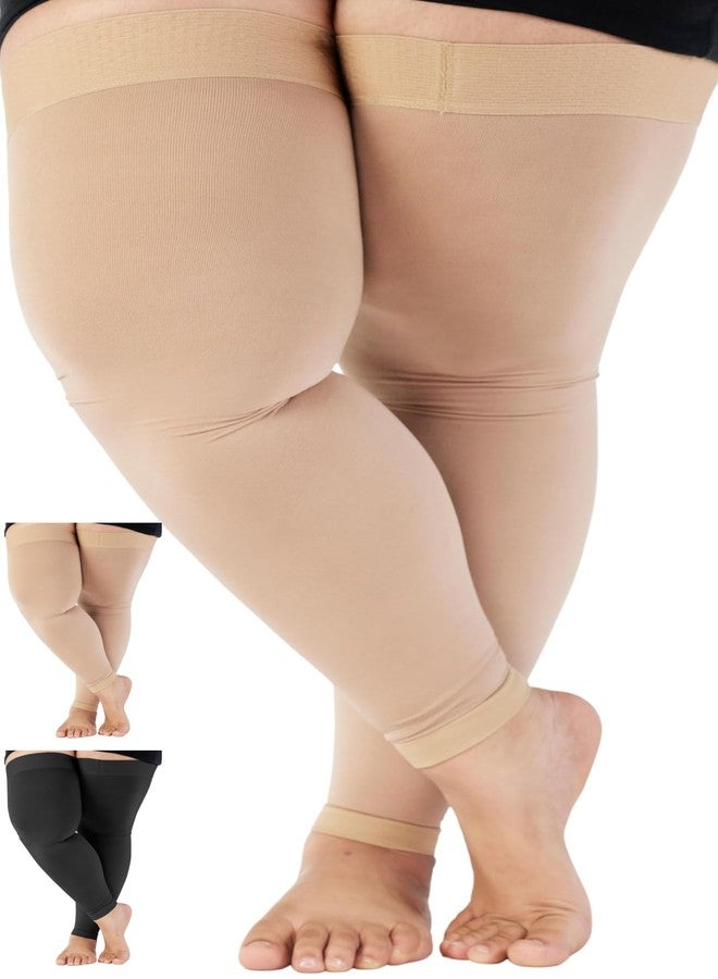 جوارب ضغط ABSOLUTE SUPPORT مقاس 5XL للنساء والرجال، ضغط 20-30 ملم زئبق - مقاس كبير جدًا، جوارب ضغط بدون قدم تصل إلى أعلى الفخذ، مناسبة للتعافي بعد العمليات الجراحية، والانسداد الرئوي، والوذمة اللمفاوية - بيج، مقاس 5XL - Image 1