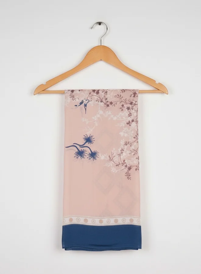 lamha abaya Blue Rose Scarf – Chiffon with a Classic Floral Print