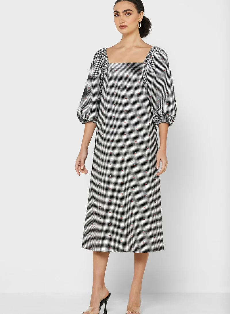 LOST INK Gingham Midi Dress