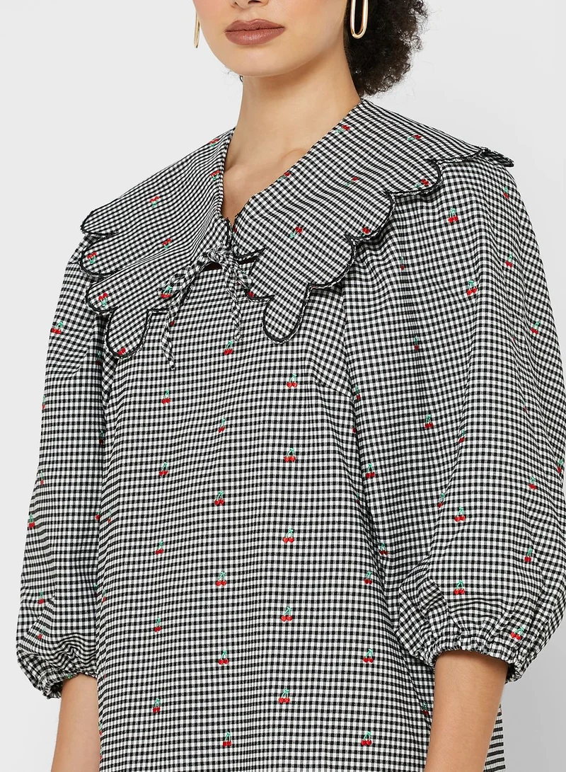 LOST INK Gingham Midi Dress