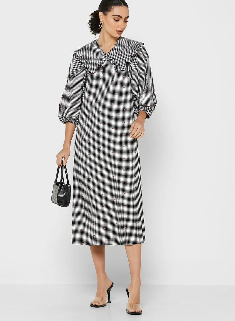LOST INK Gingham Midi Dress