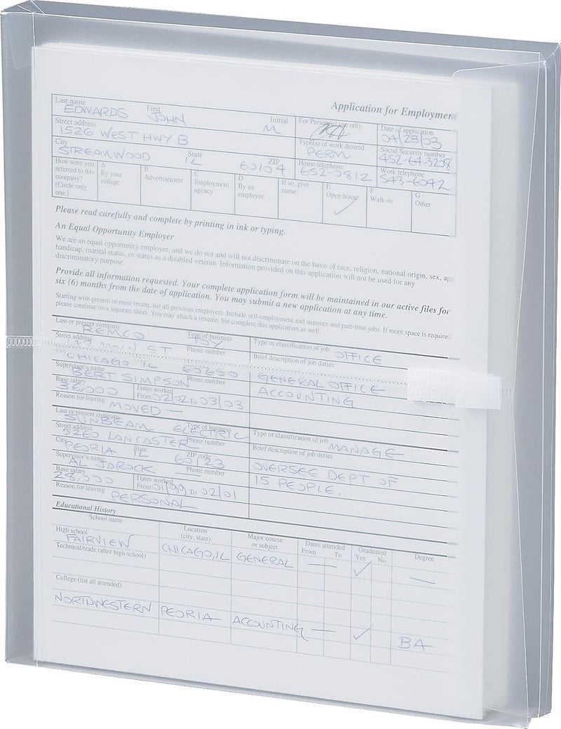 Smead Poly Envelope, 1-1/4" Expansion, Hook-and-Loop Closure, Side Load, Letter Size, Clear, 5 per Pack (89661) - Image 2