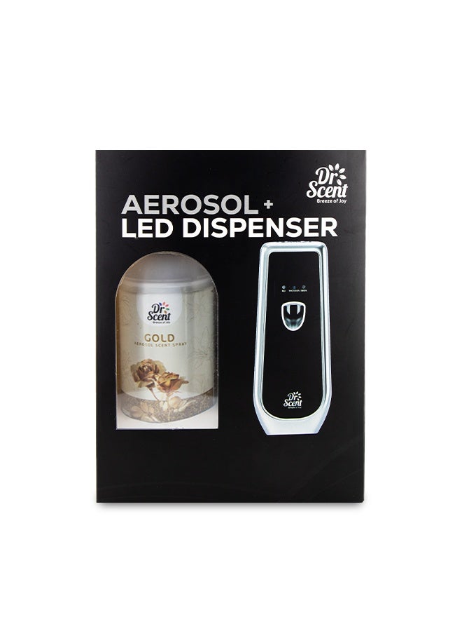 Dr Scent Breeze of Joy Air Freshener Combo Kit | Best Automatic Air Freshener with LED Display Voltalia + 300ml Aerosol Refill | Enhanced Long-Lasting Fragrance for Homes & Offices (GOLD) - Image 1