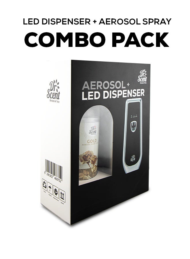 Dr Scent Breeze of Joy Air Freshener Combo Kit | Best Automatic Air Freshener with LED Display Voltalia + 300ml Aerosol Refill | Enhanced Long-Lasting Fragrance for Homes & Offices (GOLD) - Image 2