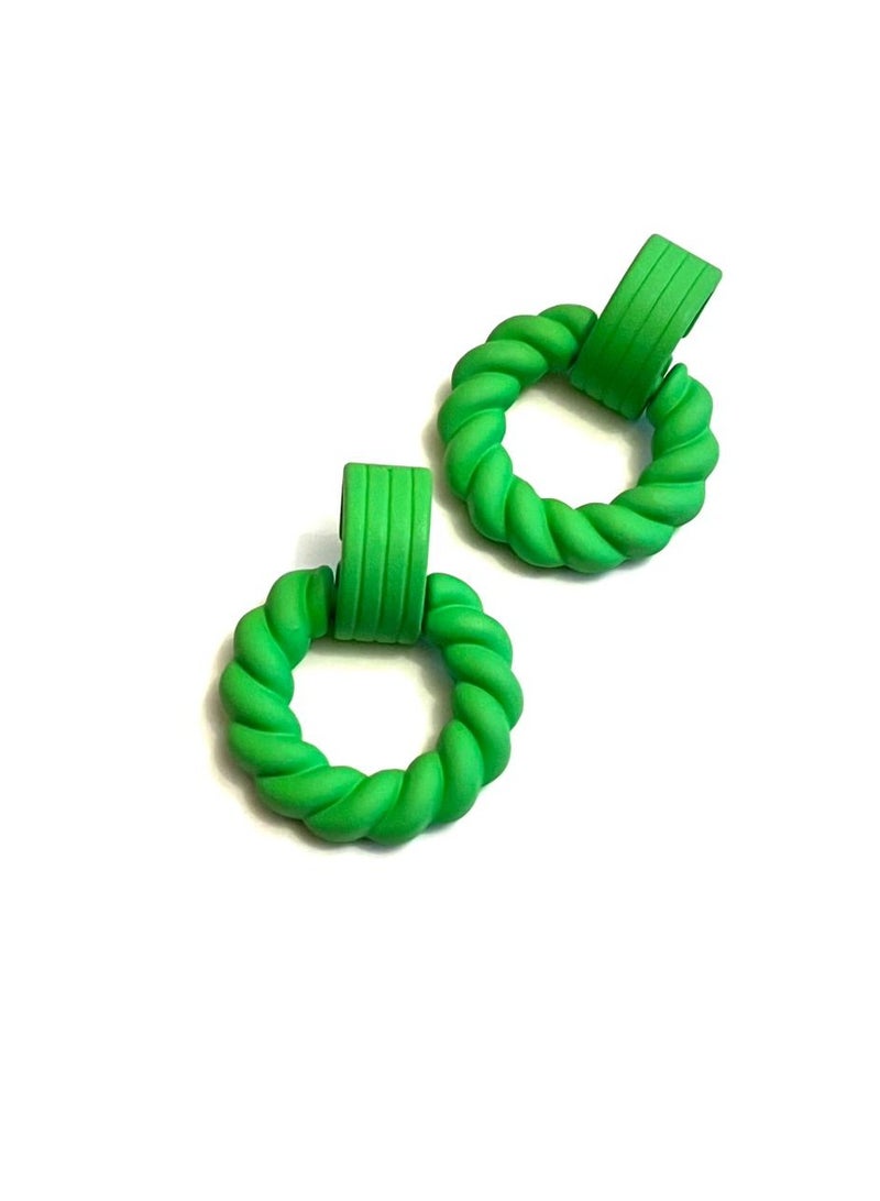 Trio Earrings Green Tied rope earrings  - Image 1