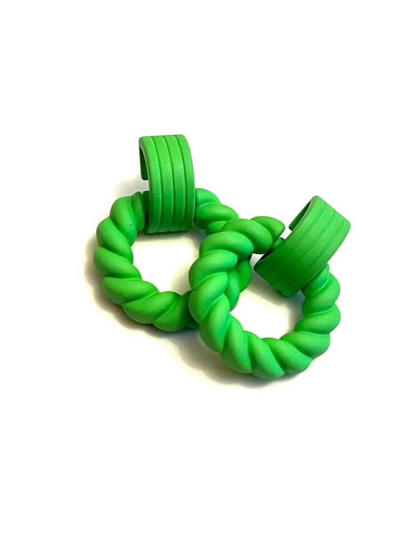 Trio Earrings Green Tied rope earrings  - Image 2