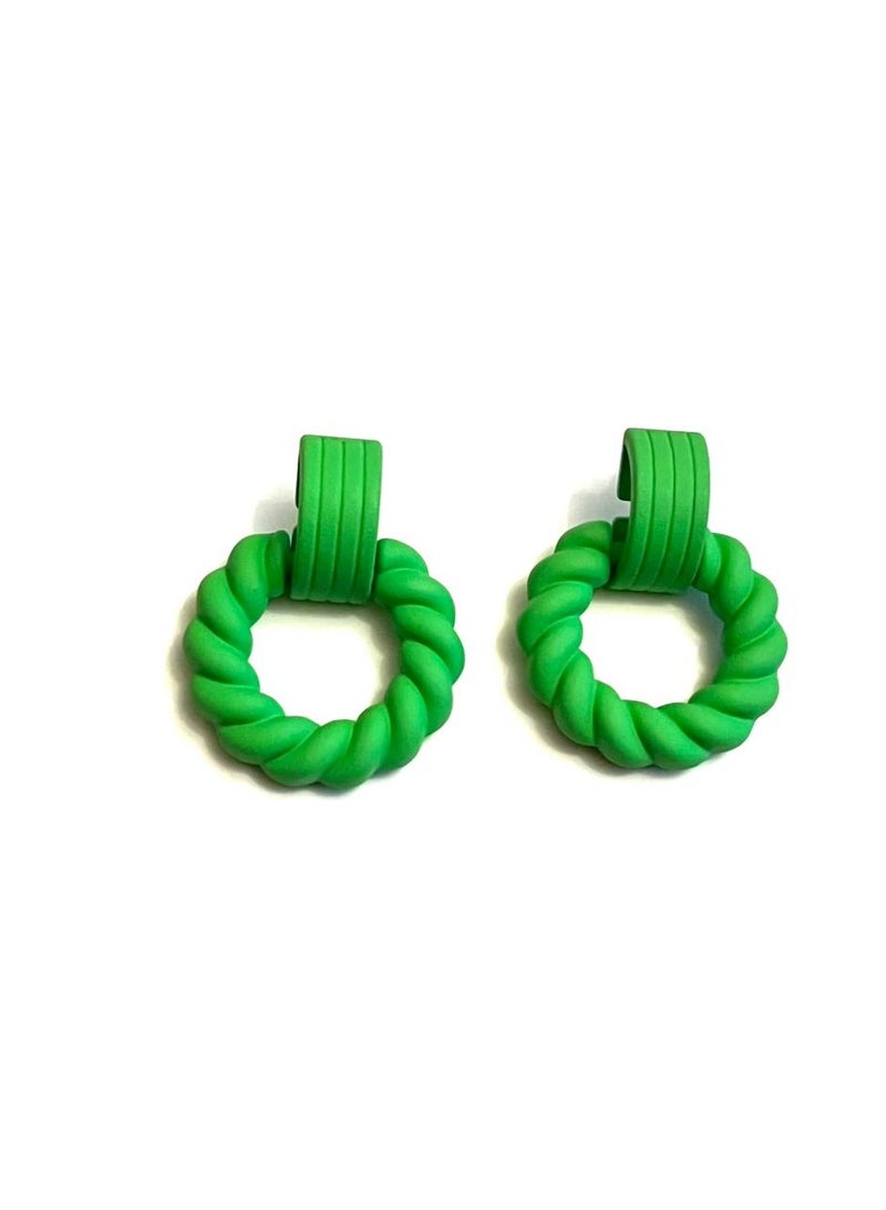 Trio Earrings Green Tied rope earrings  - Image 3