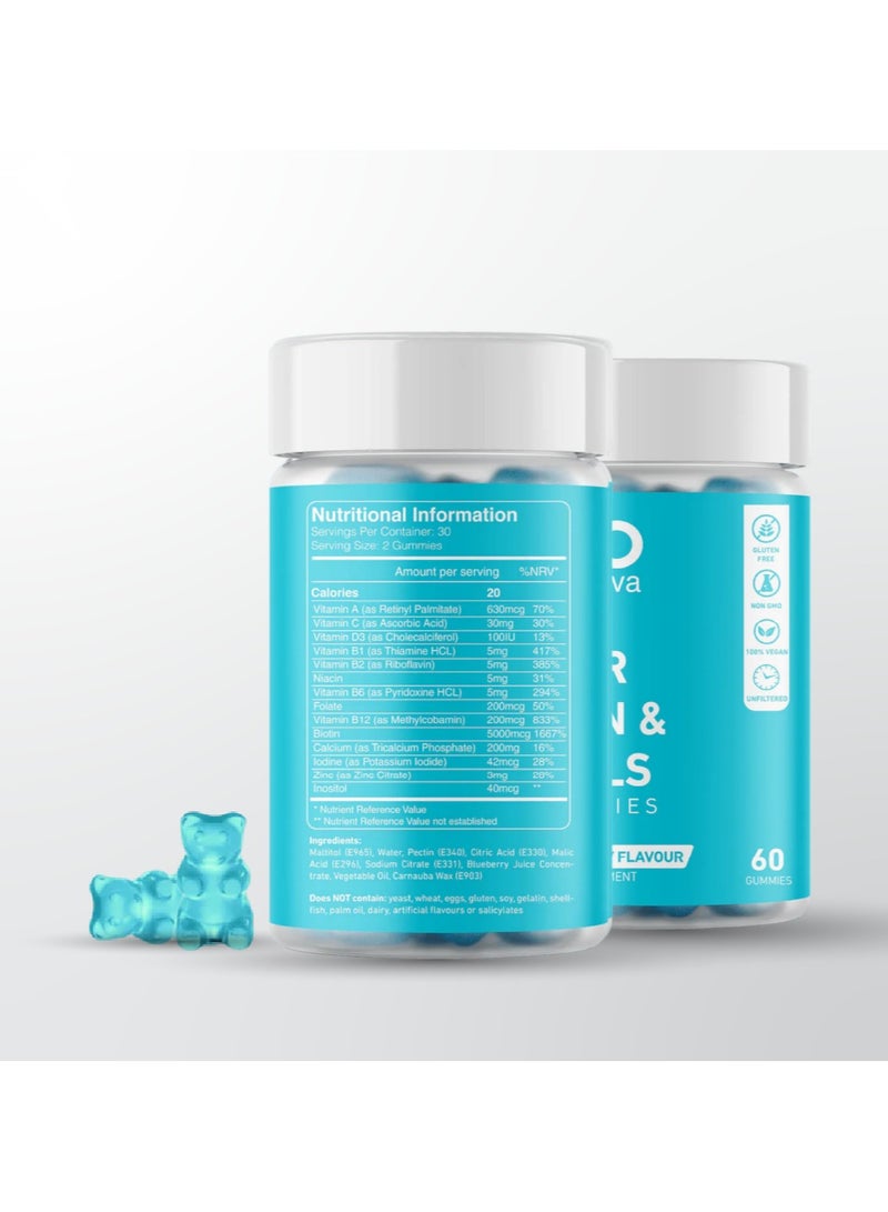 شارافا علكة البيوتين لنمو الشعر والأظافر، مكمل فيتامينات للشعر والبشرة والأظافر، يقلل من التقصف، ويعزز صحة الشعر وكثافته. فيتامينات قابلة للمضغ يوميًا. 30 حصة (60 علكة). - Image 4