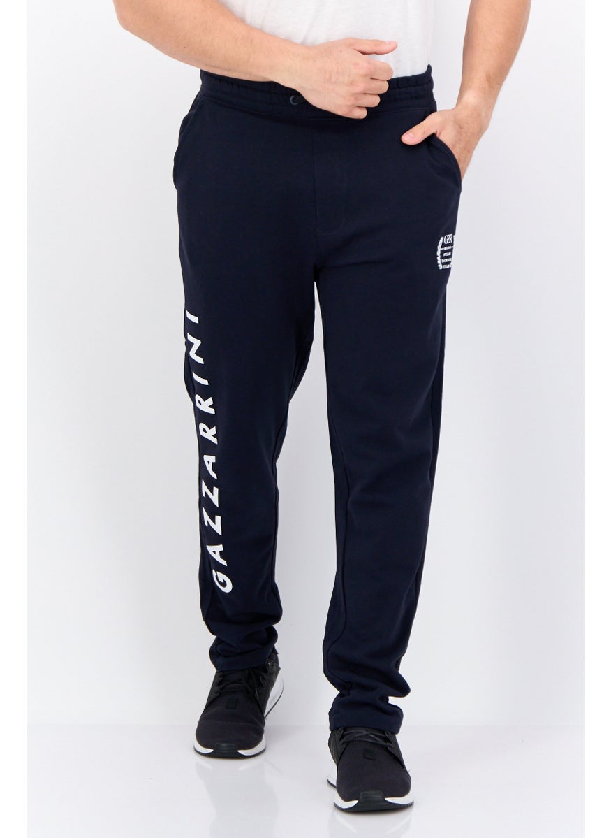 Gazzarrini - Men Regular Fit Brand Logo Joggers Pants, Navy - Image 1