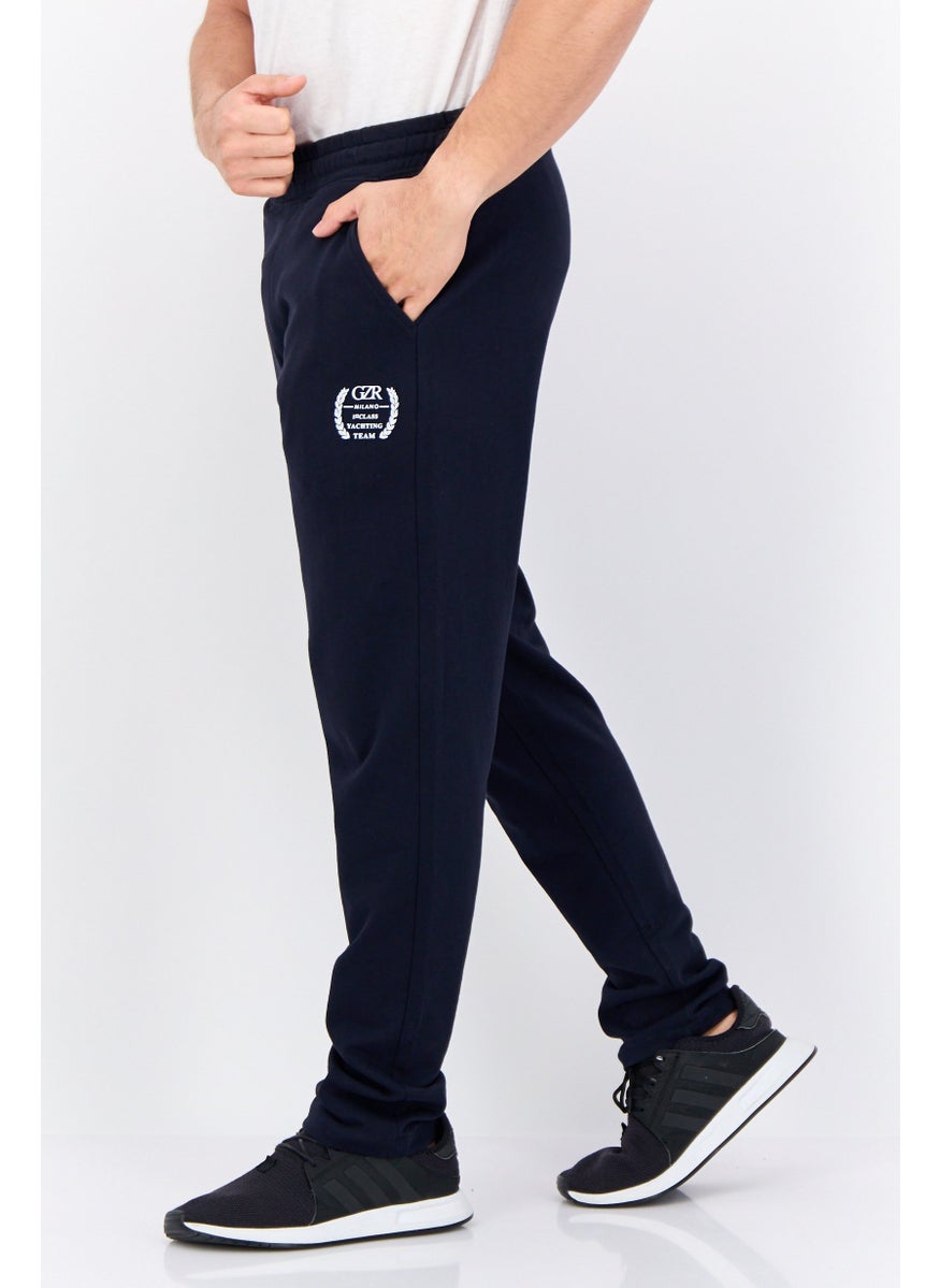 Gazzarrini - Men Regular Fit Brand Logo Joggers Pants, Navy - Image 1